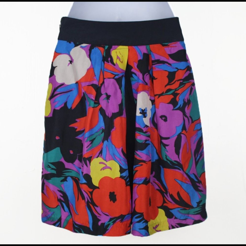 Anthropologie Factory Floral Pleated Skirt By Lil